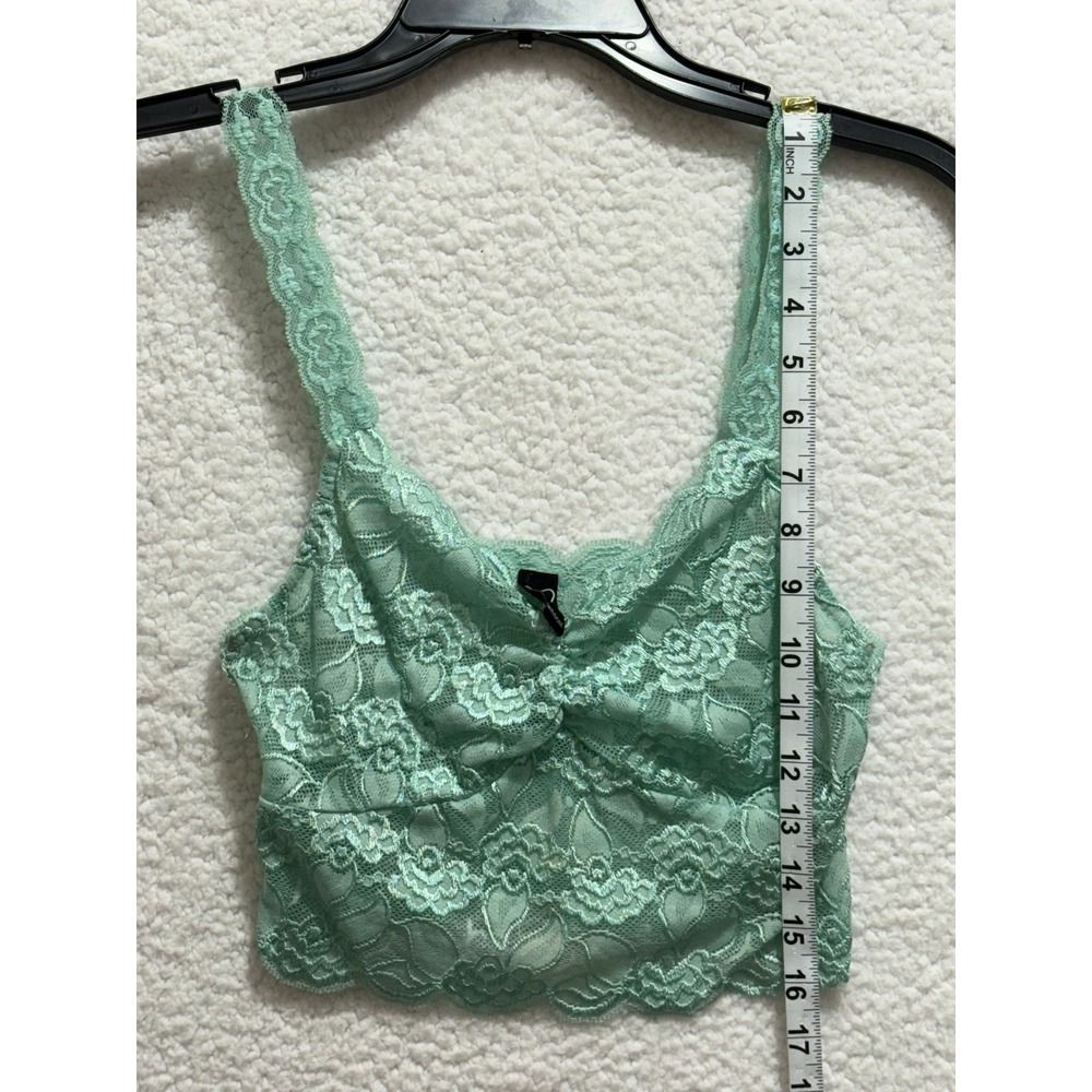 Windsor Mint Green Lace Crop Bralette Top Ruched V Neck S - Picture 6 of 6